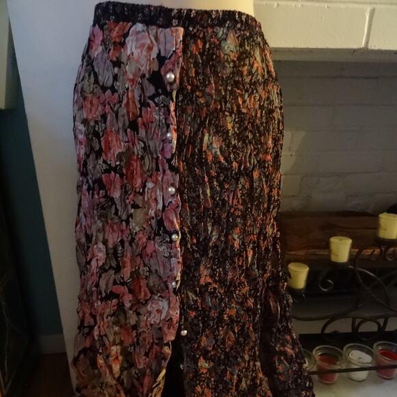 VINTAGE 90s ALEXANDER BROWN FLORAL PATCHWORK BUTTONFRONT SKIRT BOHO HIPPIE GYPSY - Picture 4 of 8